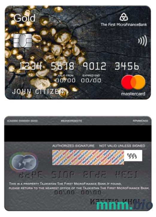 Tajikistan The First MicroFinance (FMFB) bank mastercard złoto